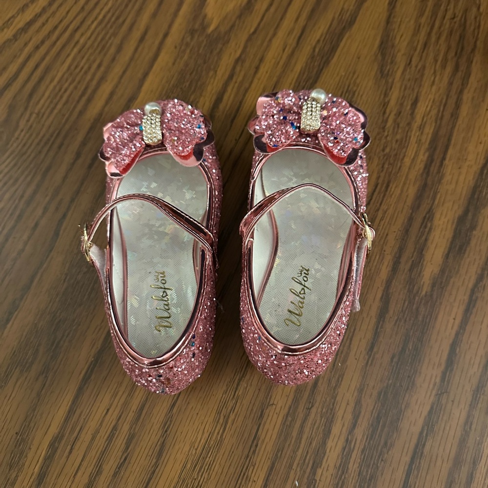 Pink Glitter Bow Kids Shoes